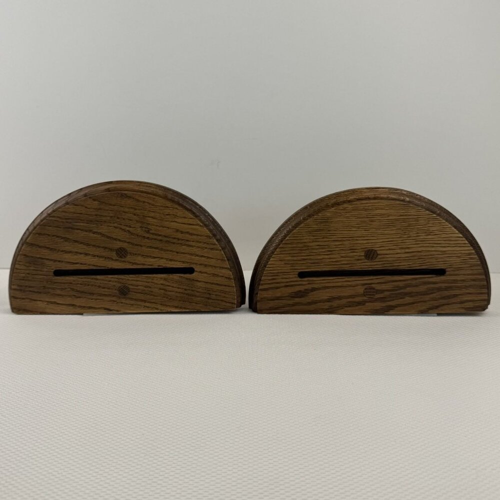 Set Of 2 Solid Oak Half-Moon Floating Shelves 8" Wall-Mounted Brown Farmhouse